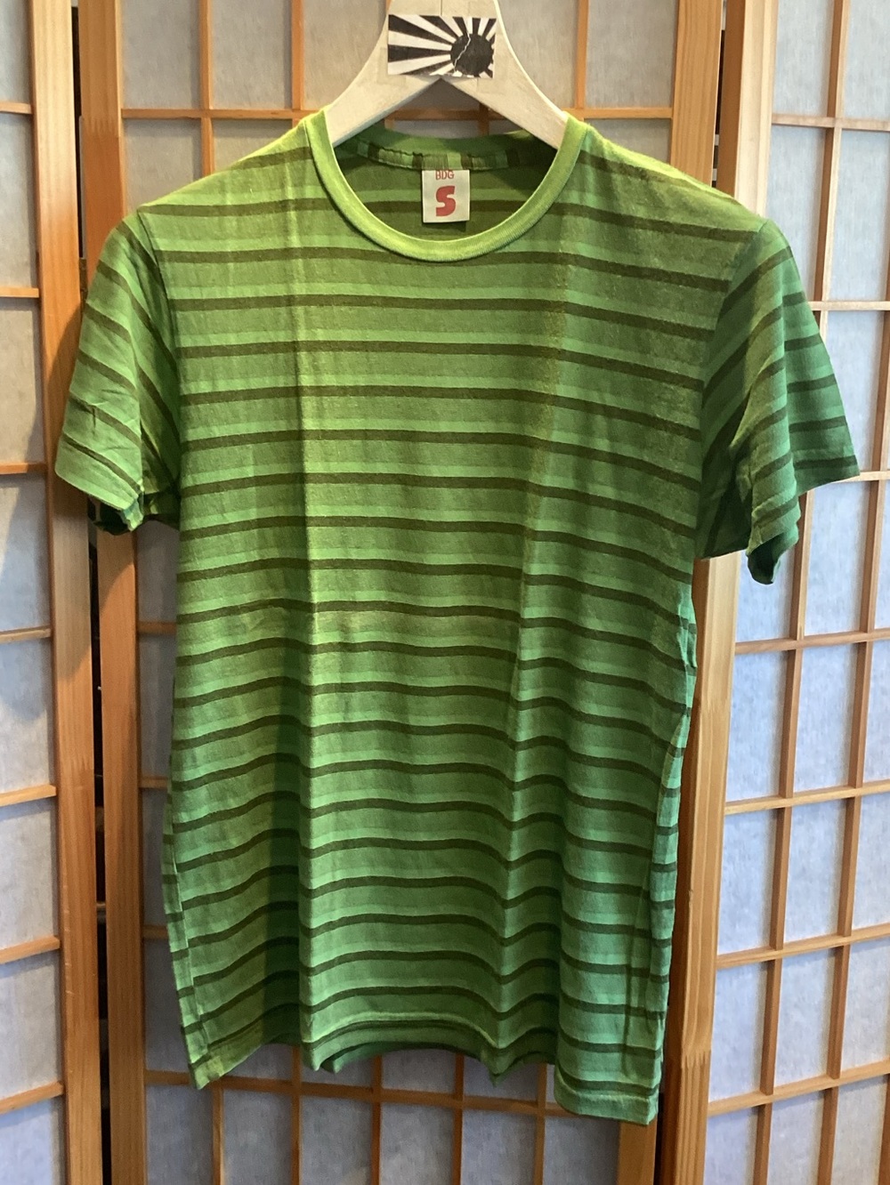 Vintage UO BDG USA Crew Neck Short Sleeve Tee Green Stripe Men's Size Small